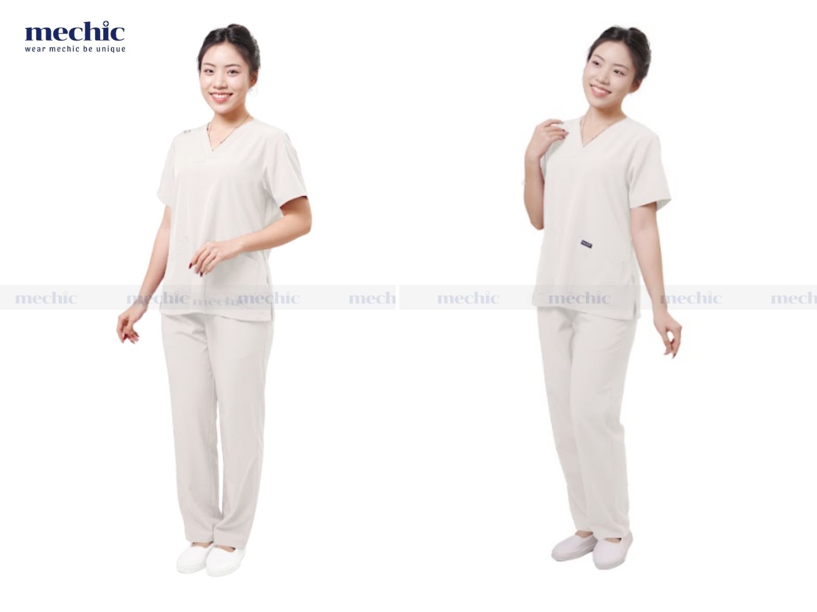 Màu trắng trong trang phục y tế tượng trưng cho sự sạch sẽ, tinh khiết và an toàn, tạo niềm tin cho bệnh nhân.