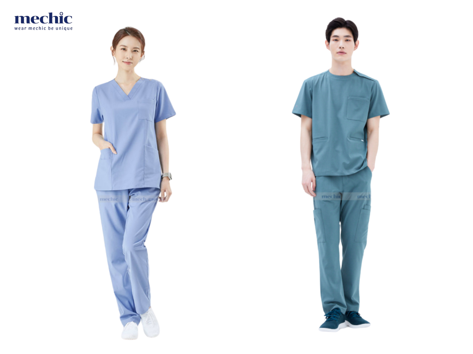 Đồng phục y tá và điều dưỡng hiện đại mang thiết kế linh hoạt, đảm bảo sự thoải mái trong công việc chăm sóc bệnh nhân.