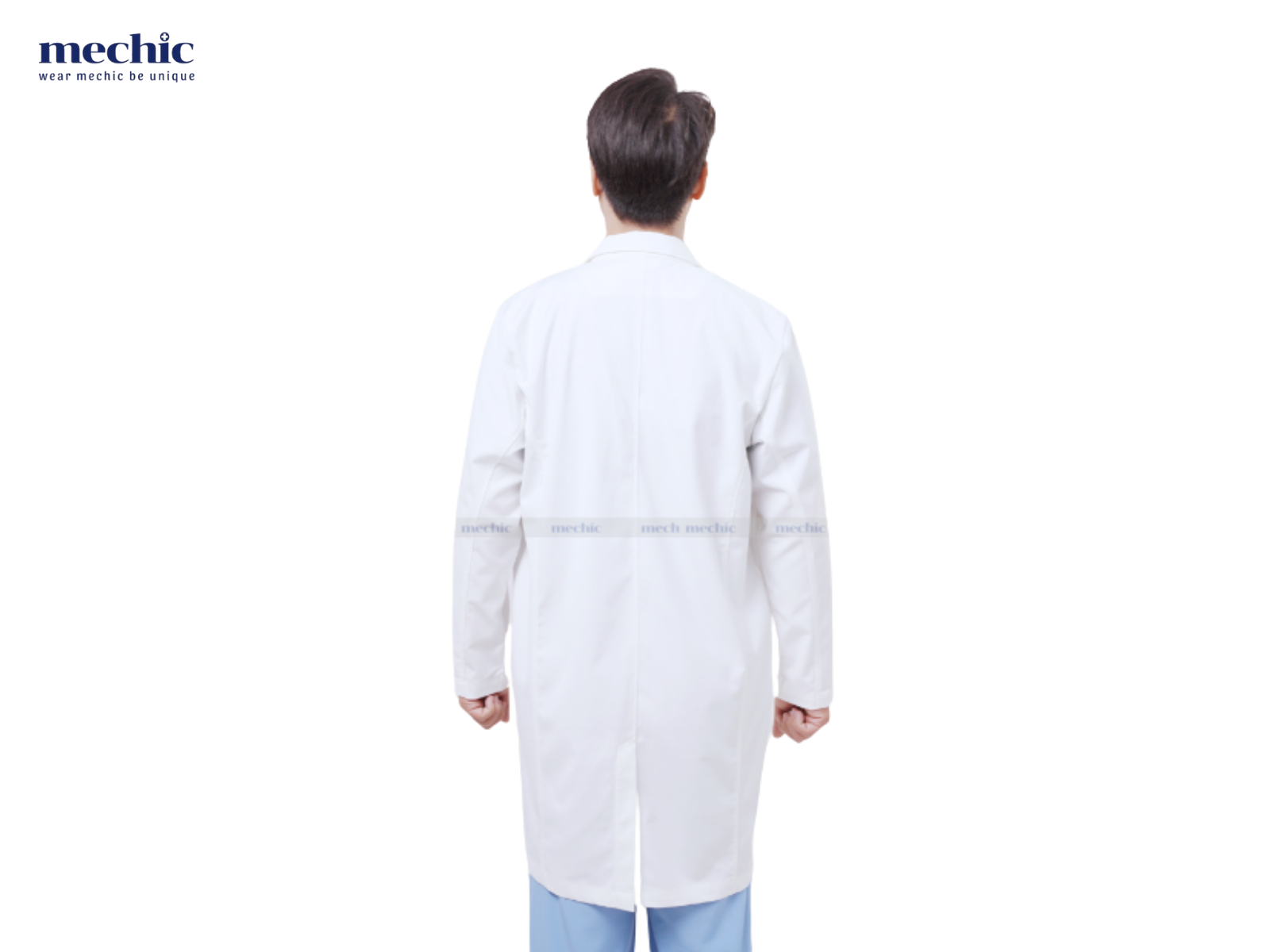 Áo blouse nam dáng dài Mechic co giãn 4 chiều, kháng khuẩn, chống nhăn – chuẩn chỉnh cho môi trường y tế chuyên nghiệp