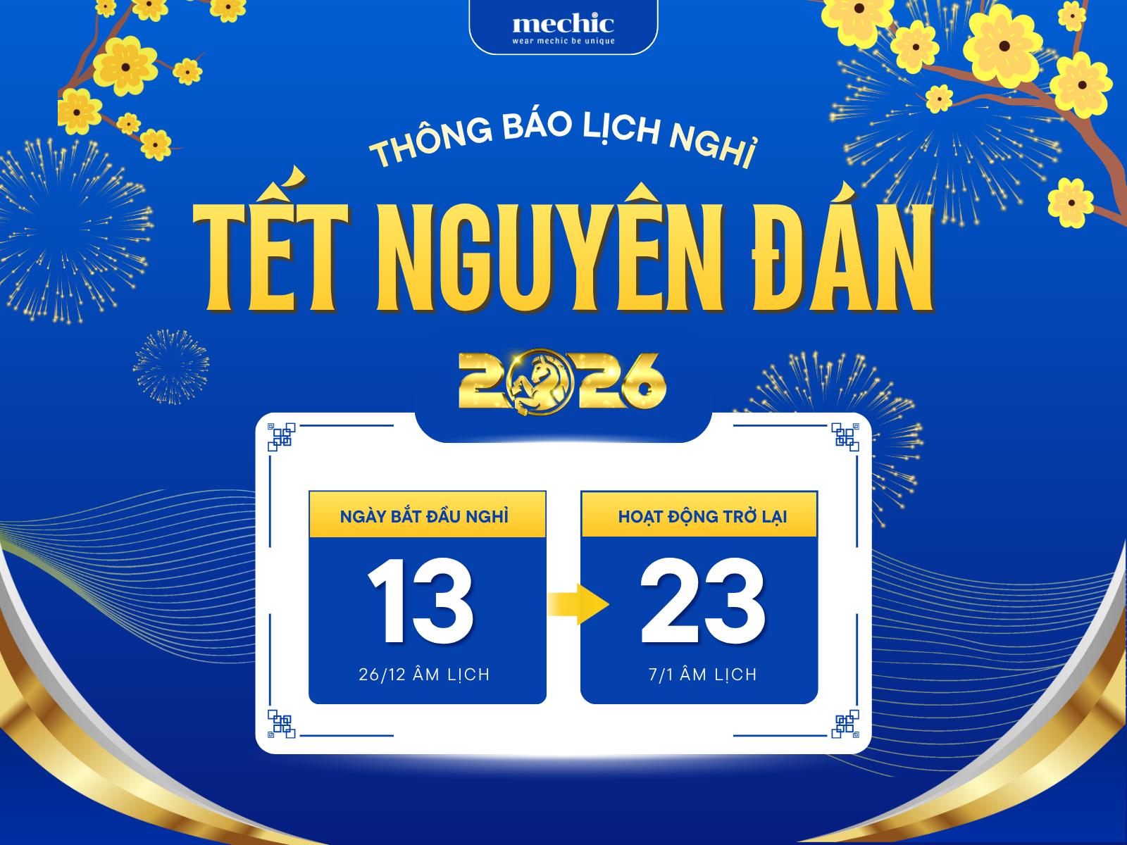 MECHIC Thông Báo Lịch Nghỉ Tết Nguyên Đán 2026