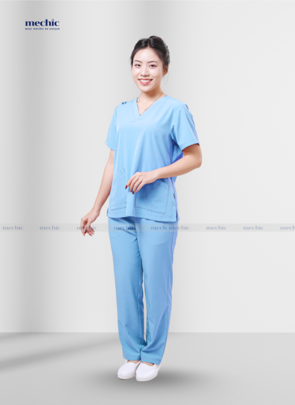 Bộ Scrub Cổ Tim Nữ Ngắn Tay 02