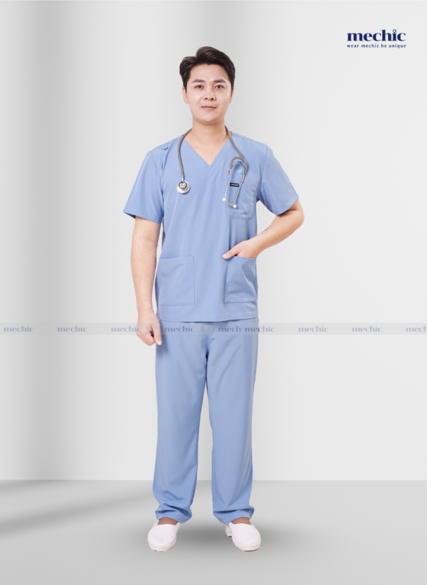 Bộ Scrub Cổ Tim Nam Ngắn Tay 01