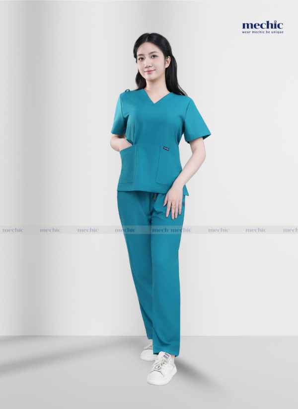 Bộ Scrubs Cổ Tim Nữ - Xanh Bạc Hà 04