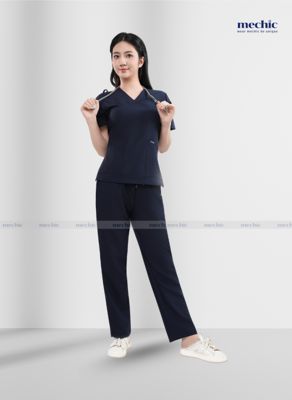 Bộ Scrubs Cổ Tim Nữ - Xanh Than 05