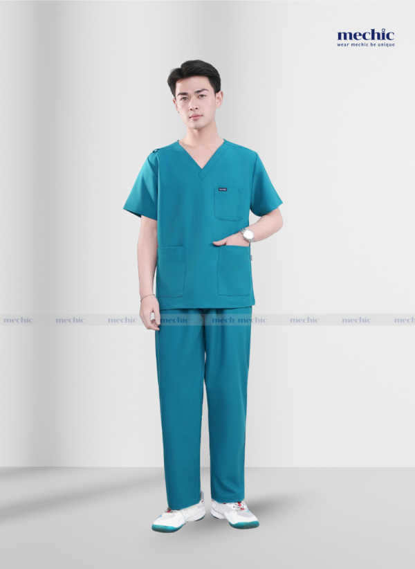 Bộ Scrubs Cổ Tim Nam - xanh bạc hà 04