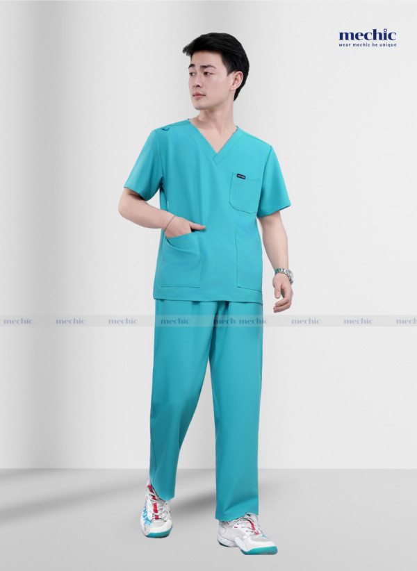 Bộ Scrubs Cổ Tim Nam - xanh bạc hà 04