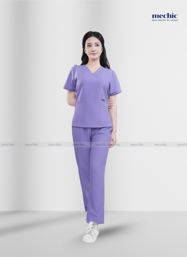 Bộ Scrubs Cổ Tim Nữ - Tím 07