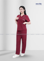 Bộ Scrubs Cổ Tim Nữ - Đỏ 02
