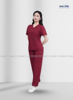 Bộ Scrubs Cổ Tim Nữ - Đỏ 02