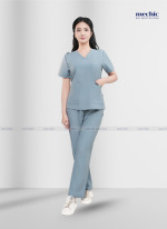 Bộ Scrubs Cổ Tim Nữ - Ghi xám 03
