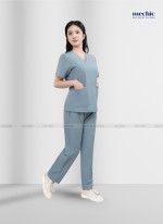 Bộ Scrubs Cổ Tim Nữ - Ghi xám 03