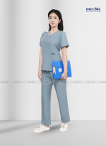 Bộ Scrubs Cổ Tim Nữ - Ghi xám 03