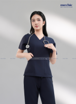 Bộ Scrubs Cổ Tim Nữ - Xanh Than 05