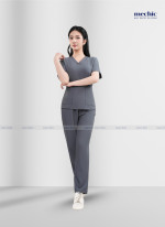 Bộ Scrubs Cổ Tim Nữ - Ghi 06