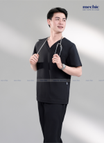 Bộ Scrubs Cổ Tim Nam - Đen 01