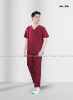Bộ Scrubs Cổ Tim Nam - Đỏ 02