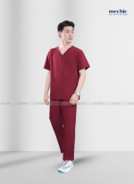 Bộ Scrubs Cổ Tim Nam - Đỏ 02