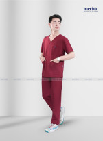 Bộ Scrubs Cổ Tim Nam - Đỏ 02
