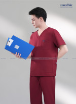 Bộ Scrubs Cổ Tim Nam - Đỏ 02
