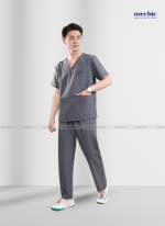 Bộ Scrubs Cổ Tim Nam - ghi 06