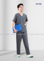 Bộ Scrubs Cổ Tim Nam - xám 06