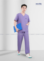 Bộ Scrubs Cổ Tim Nam - Tím 07