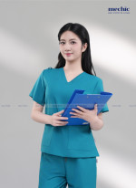 Bộ Scrubs Cổ Tim Nữ - Xanh Cổ Vịt 08
