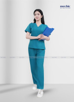 Bộ Scrubs Cổ Tim Nữ - Xanh Cổ Vịt 08